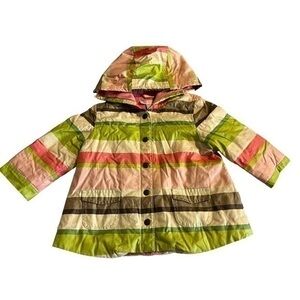 Janie & Jack Lined Rain Coat Size 6-12 months multi stripe girls jacket